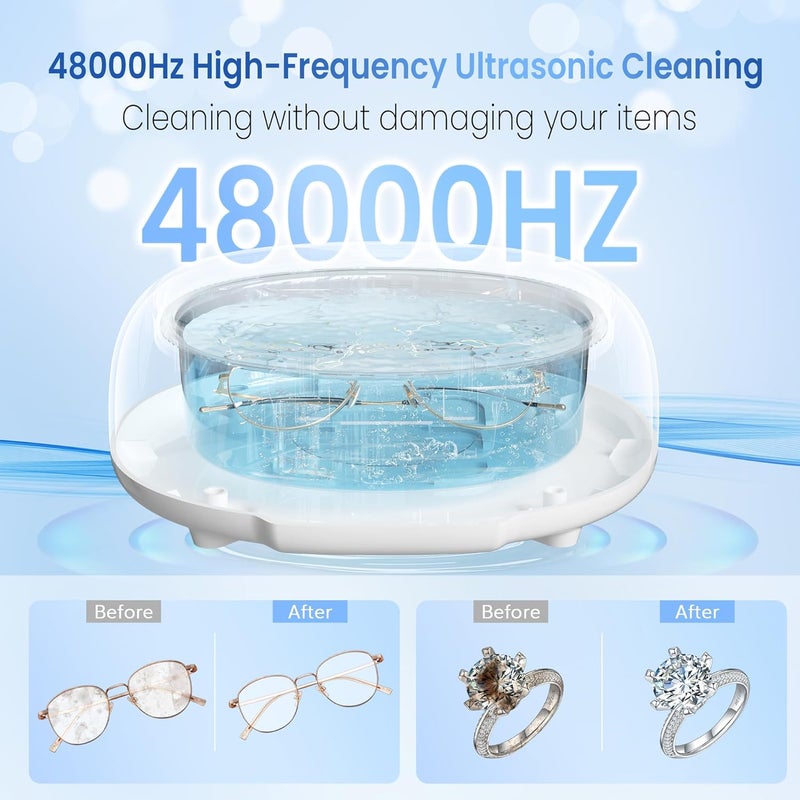 KUNPHY Ultrasonic Jewelry Cleaner, 700ml(24.5 0z) 48KHz Jewelry Cleaner Machine with 3 Digital Timers, Ultrasonic Cleaning Machine for Glasses, Rings, Diamond, Necklaces - Image 3